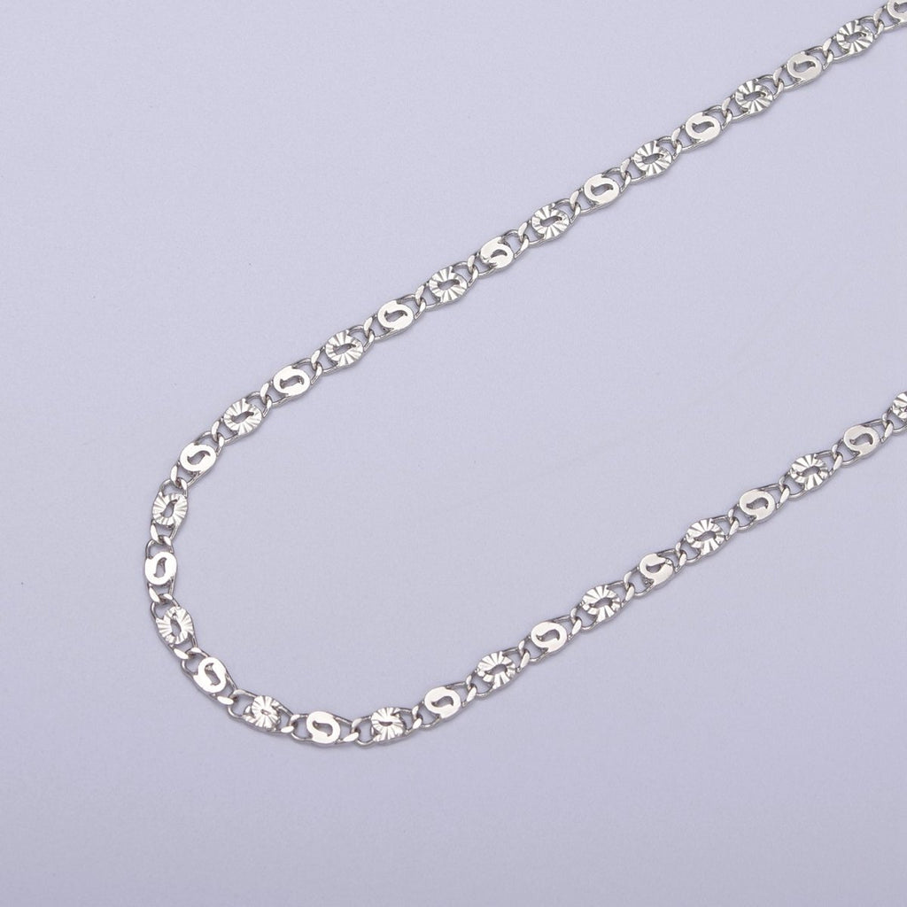 24K Gold plated Unique Scroll Chain, Sunburst Textured Unfinished Chain in Gold & Silver For Jewelry Making | ROLL-680, ROLL-681 Clearance Pricing - DLUXCA