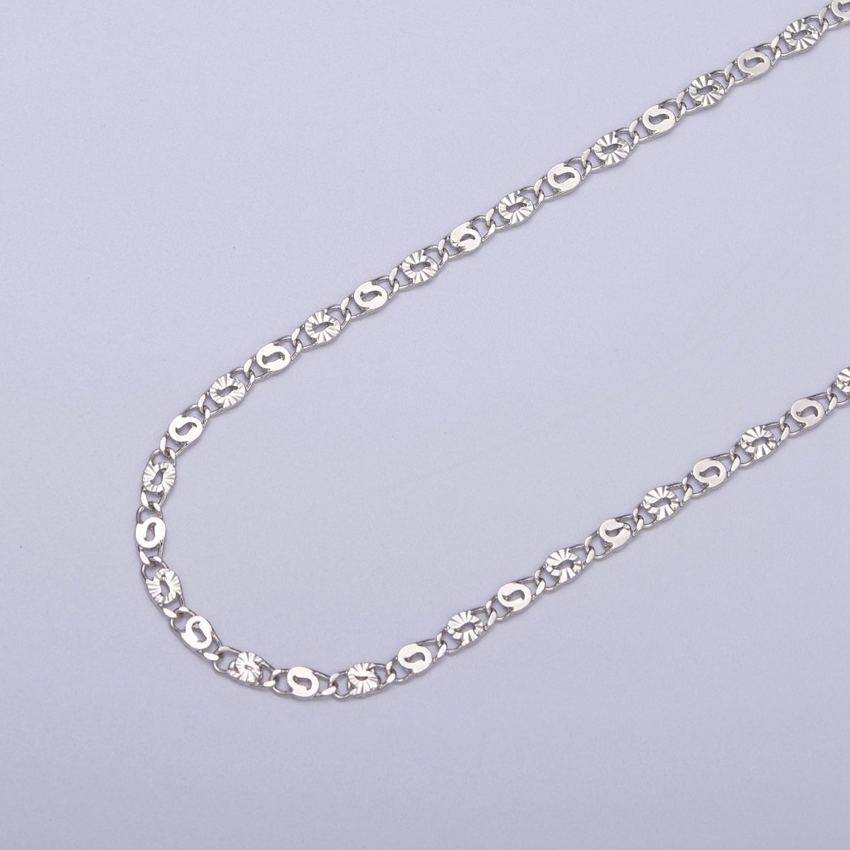 24K Gold plated Unique Scroll Chain, Sunburst Textured Unfinished Chain in Gold & Silver For Jewelry Making | ROLL-680, ROLL-681 Clearance Pricing - DLUXCA