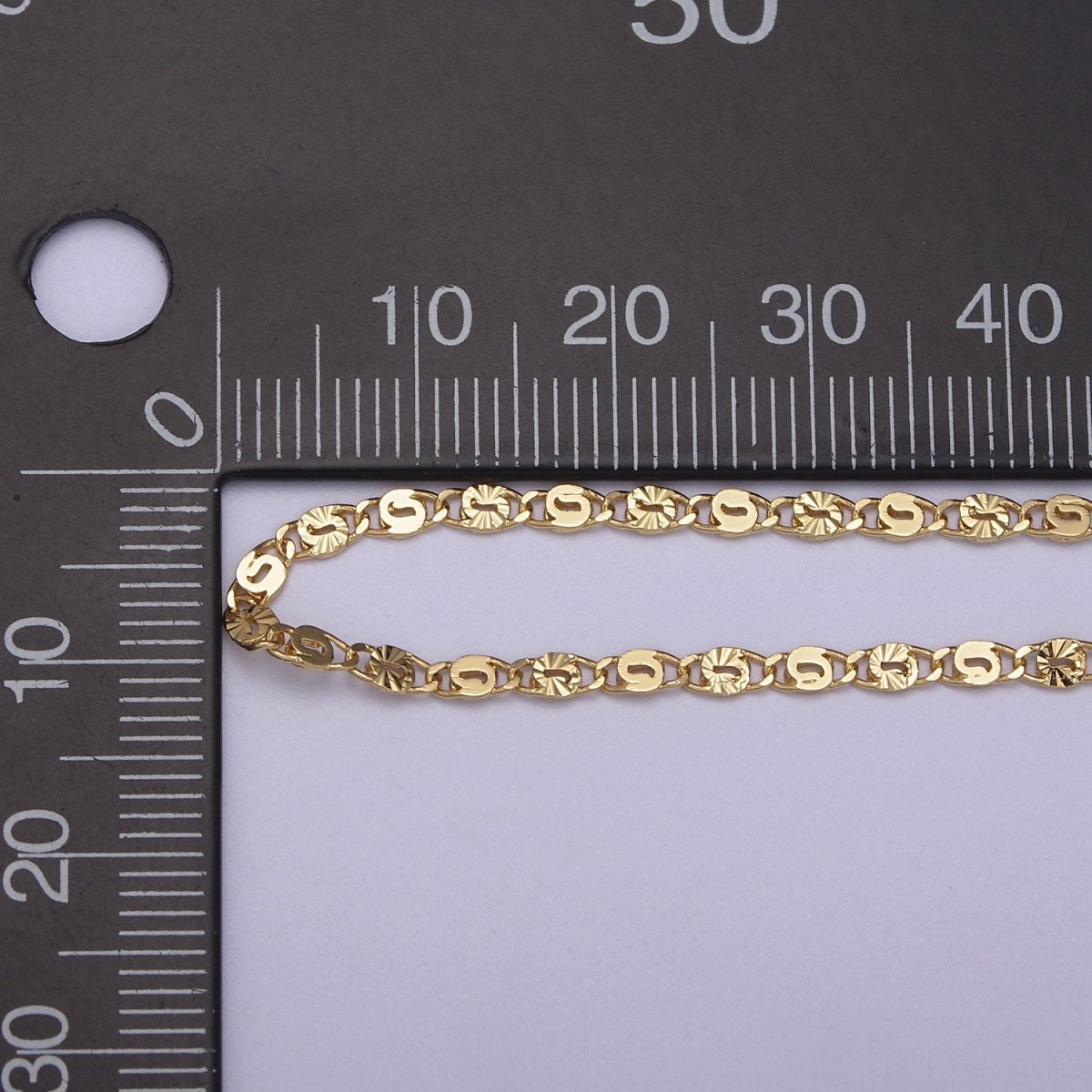 24K Gold plated Unique Scroll Chain, Sunburst Textured Unfinished Chain in Gold & Silver For Jewelry Making | ROLL-680, ROLL-681 Clearance Pricing - DLUXCA
