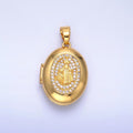 24K Gold plated Virgin Mary Micro Paved CZ Oval Locket Pendant | AA1088 