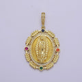 24K Gold plated Virgin Mary Pendant Gold Lady Guadalupe Medallion Charm for Religious Necklace J-735 - DLUXCA