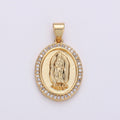 24K Gold plated Virgin Mother Mary Pendant Micro Pave Lady of Guadalupe Medallion Necklace Charm for Religious Jewelry I-627 - DLUXCA