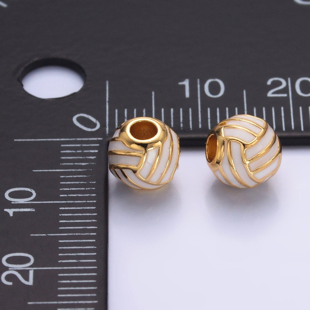 24K Gold plated Volley Ball Sports Enamel Bead | B184 - DLUXCA