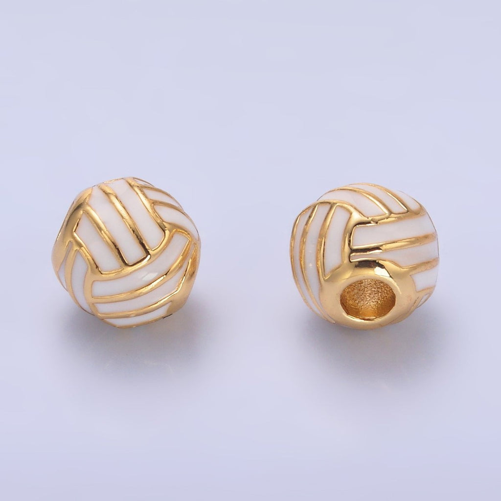 24K Gold plated Volley Ball Sports Enamel Bead | B184 - DLUXCA