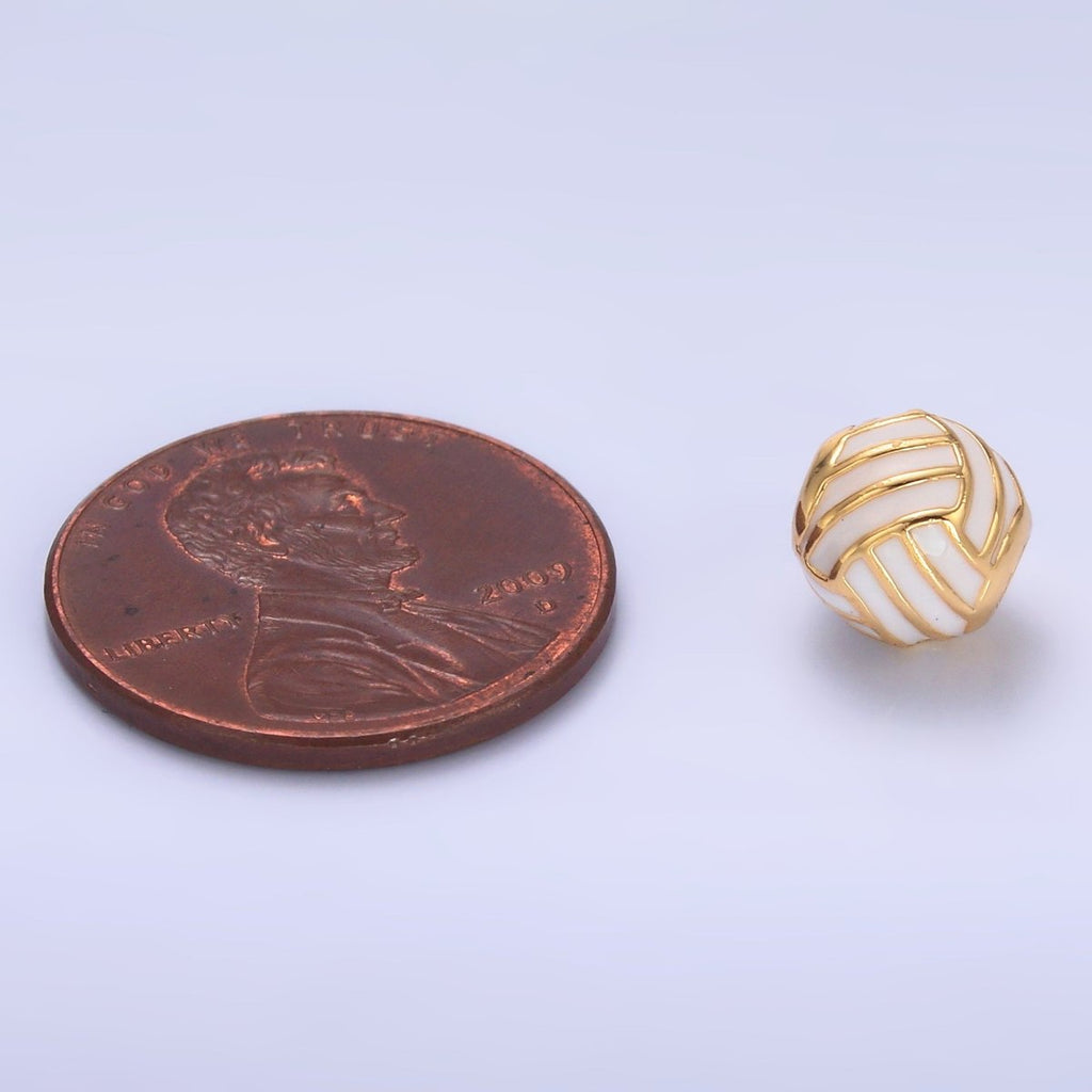 24K Gold plated Volley Ball Sports Enamel Bead | B184 - DLUXCA