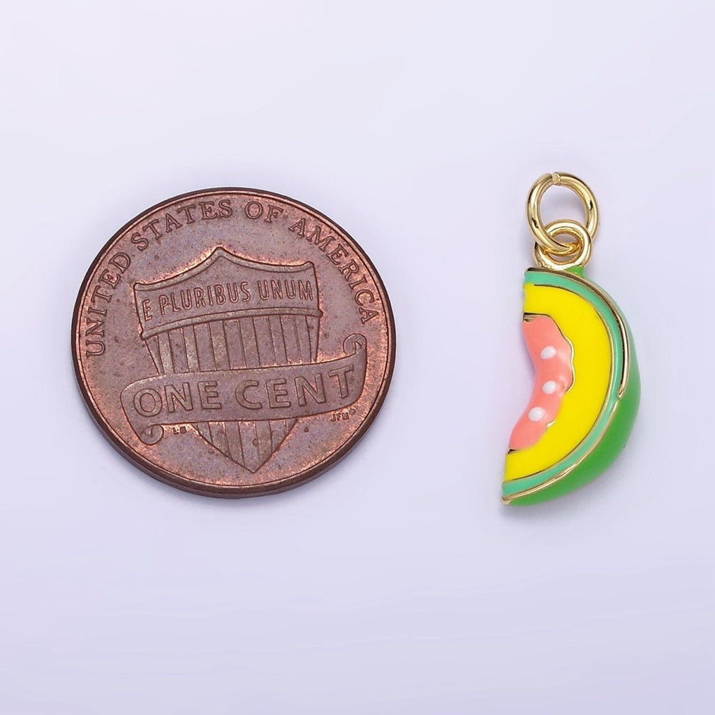 24K Gold plated Watermelon Fruit Slice Enamel Charm | D024 - DLUXCA