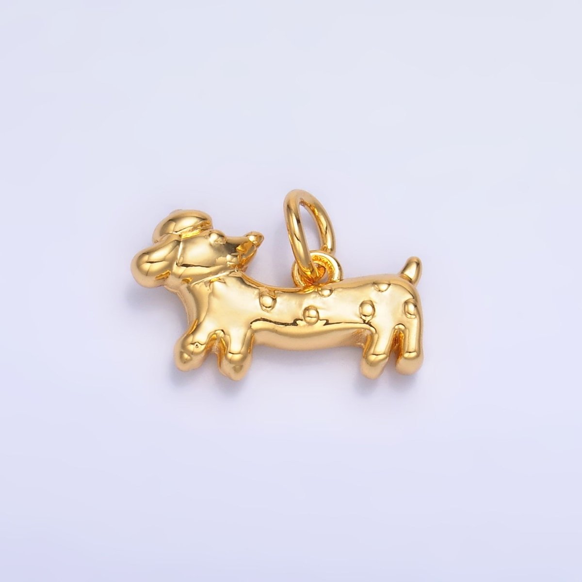 24K Gold plated Weiner Dachshund Dog Charm in Gold & Silver | W876 