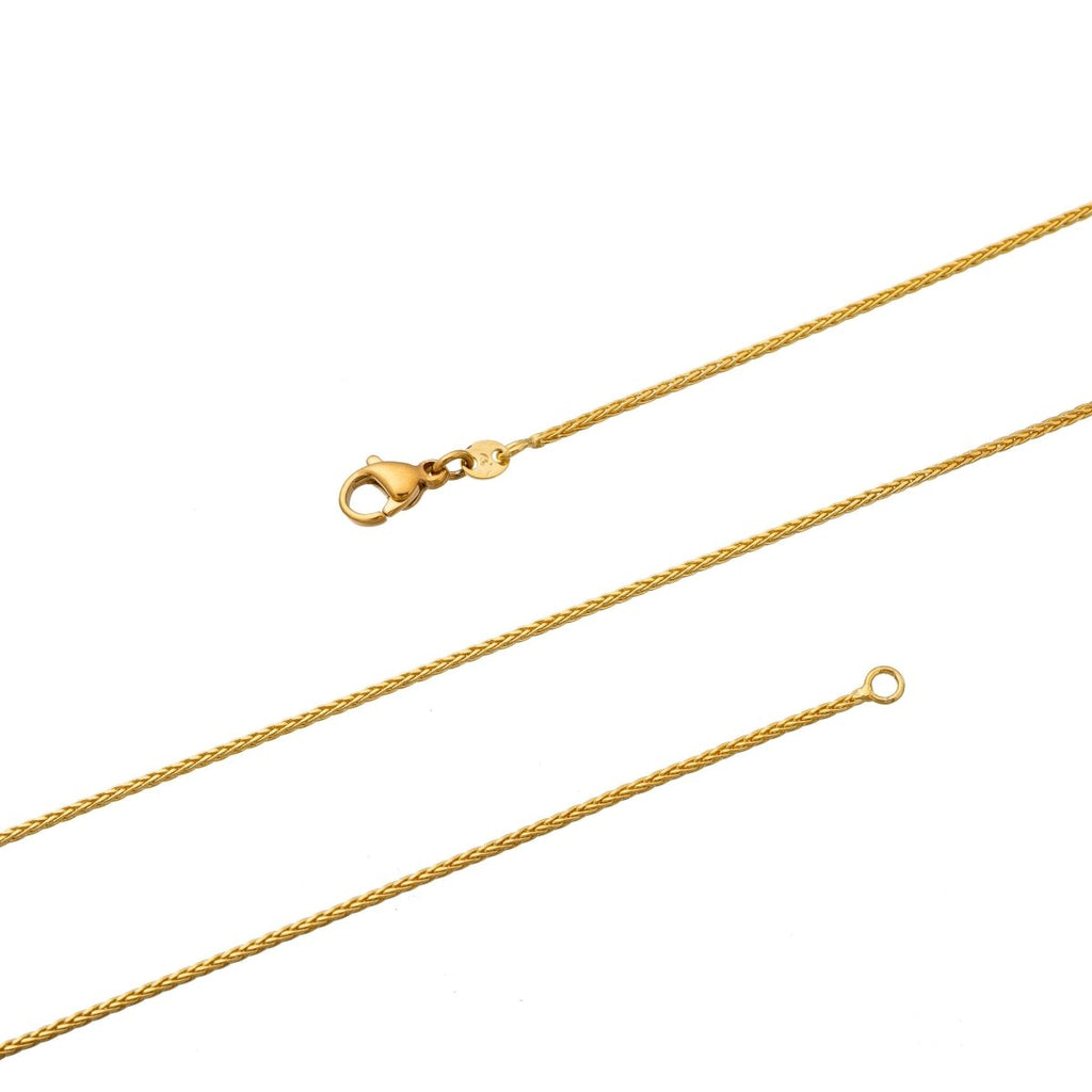 24K Gold plated Wheat Necklace - Wheat Necklace - Dainty 1.3mm 17.5 Inches Layering Wheat Necklace w/ Spring Rings | CN-187 Clearance Pricing - DLUXCA