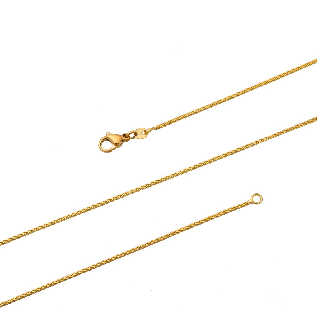 24K Gold plated Wheat Necklace - Wheat Necklace - Dainty 1.3mm 17.5 Inches Layering Wheat Necklace w/ Spring Rings | CN-187 Clearance Pricing - DLUXCA