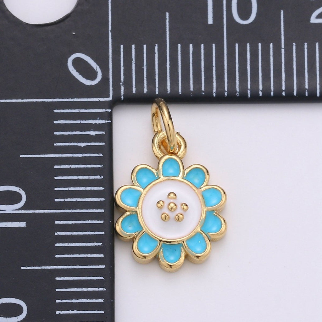 24K Gold plated White and Tosca Flower Charm D-930 - DLUXCA