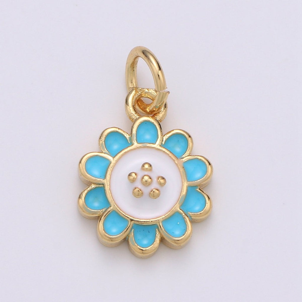 24K Gold plated White and Tosca Flower Charm D-930 - DLUXCA