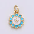 24K Gold plated White and Tosca Flower Charm D-930 - DLUXCA