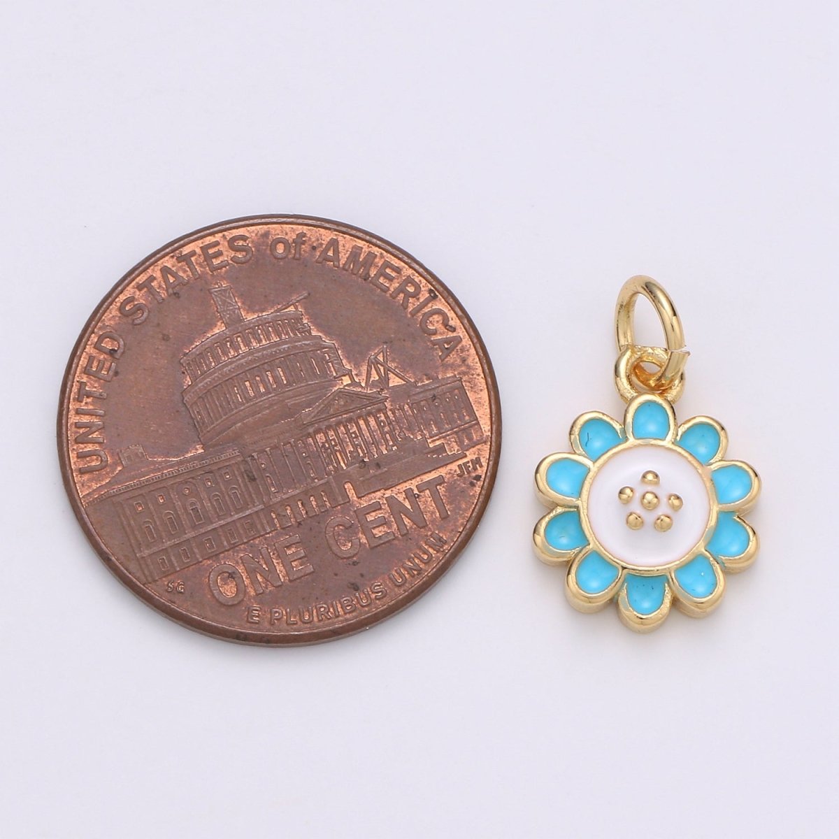 24K Gold plated White and Tosca Flower Charm D-930 - DLUXCA