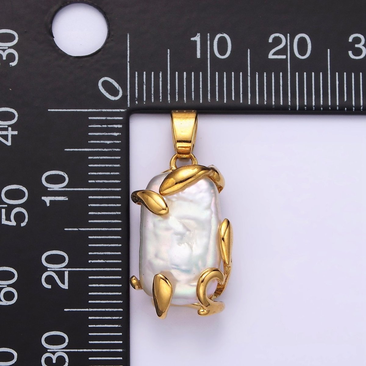 24K Gold plated White Baroque Freshwater Pearl Molten Drip Pendant in Gold & Silver | N1292 N1293