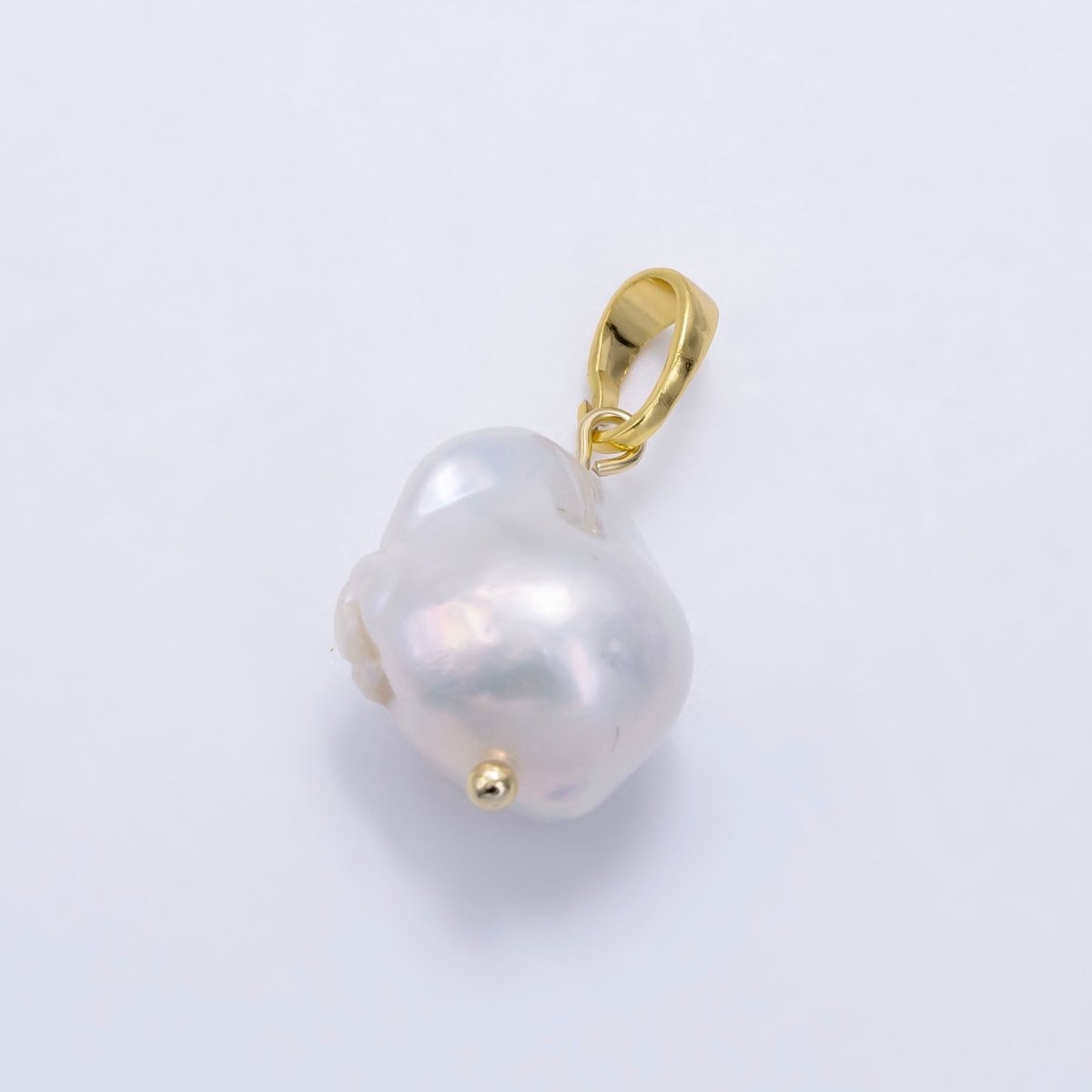24K Gold plated White Baroque Freshwater Pearl Pendant | P1885 - DLUXCA