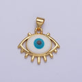 24K Gold plated White, Blue Evil Eye Enamel Minimalist Pendant H-300 H-302
