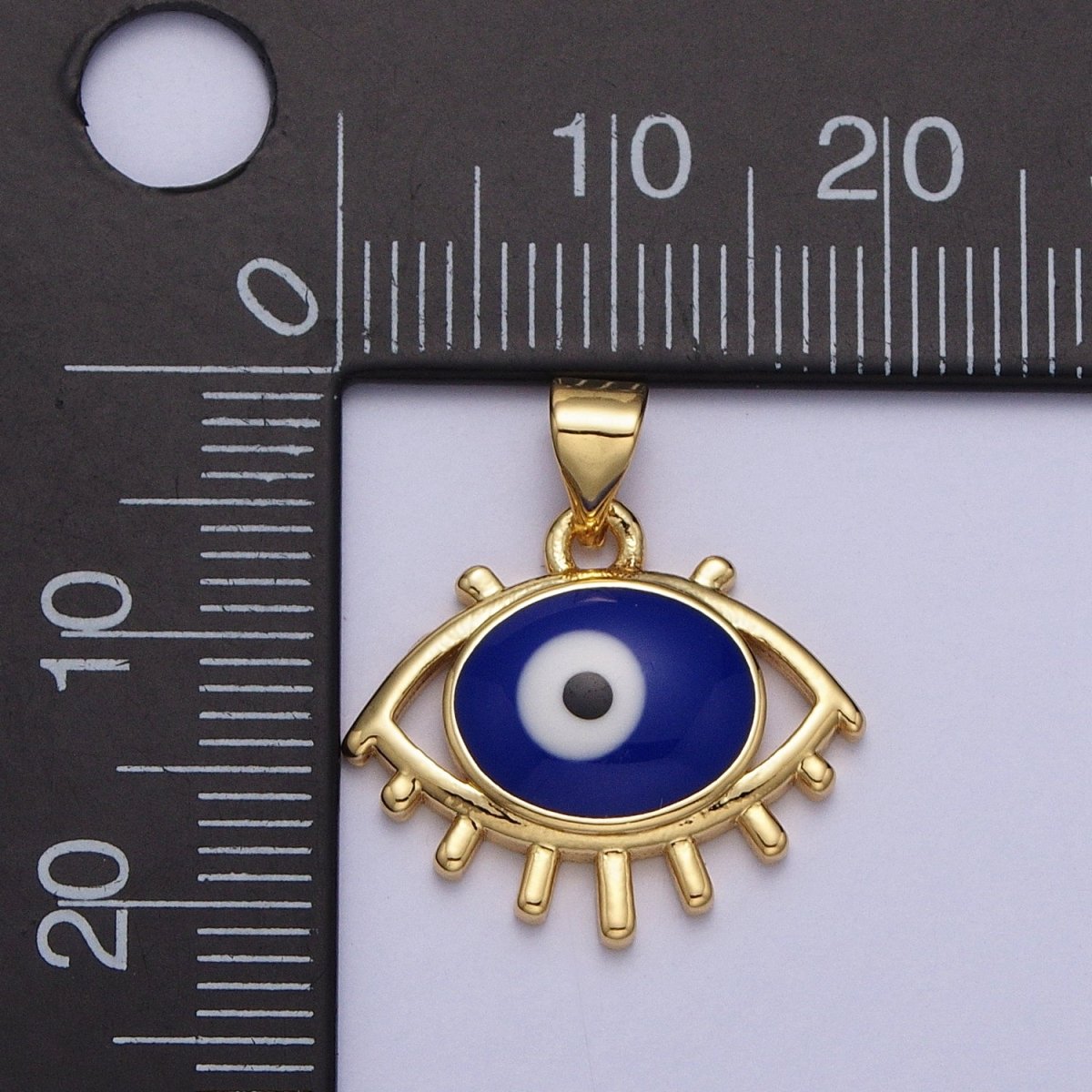 24K Gold plated White, Blue Evil Eye Enamel Minimalist Pendant H-300 H-302