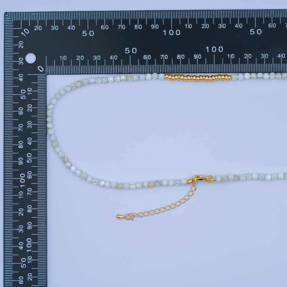 24K Gold plated White Gemstone Bead 17 Inch Necklace | WA - 2968 - DLUXCA