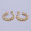 24K Gold plated White Pearl Beaded C-Shaped Stud Hoop Earrings | Y-228 - DLUXCA