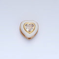 24K Gold plated White, Pink CZ Enamel Heart Bead | B574 - DLUXCA