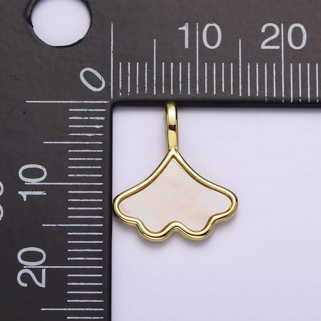24K Gold plated White Shell Pearl Clam Sea Shell Charm | AC1425 - DLUXCA
