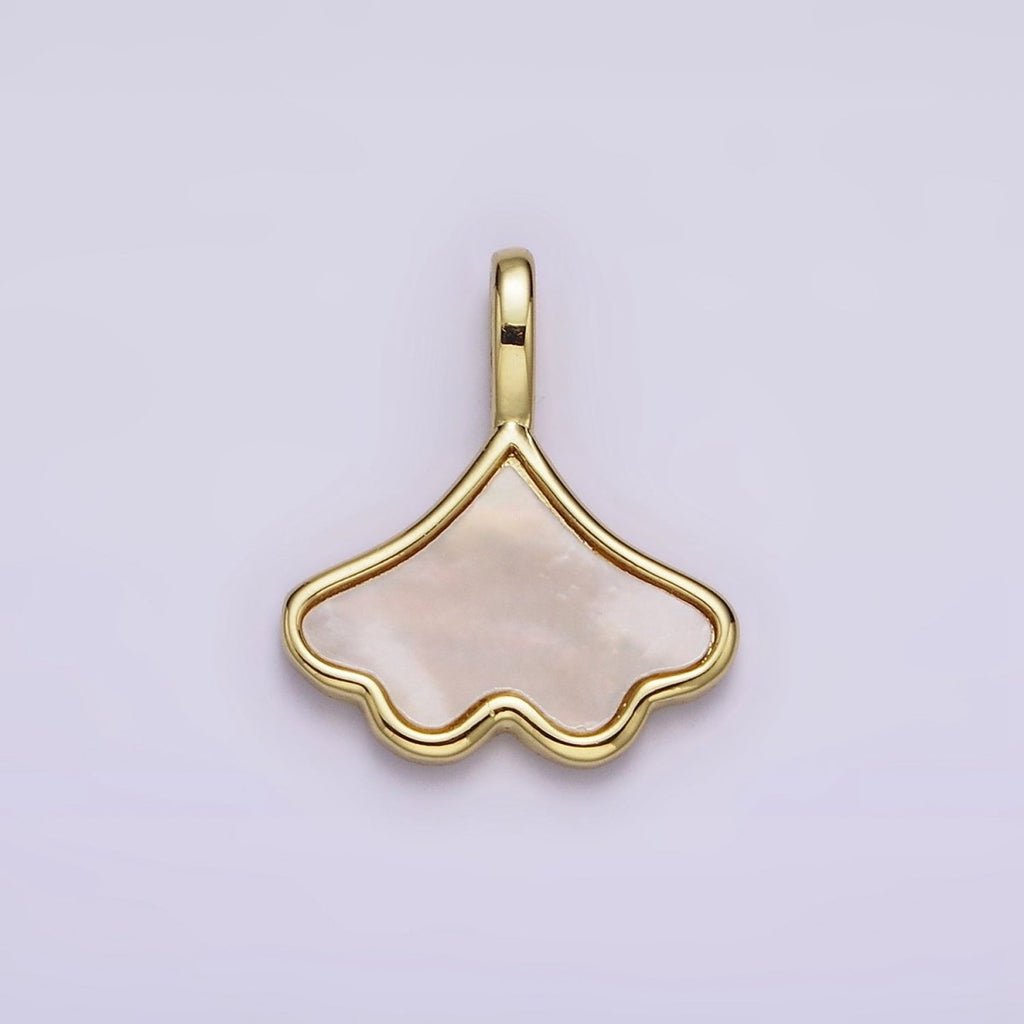 24K Gold plated White Shell Pearl Clam Sea Shell Charm | AC1425 - DLUXCA