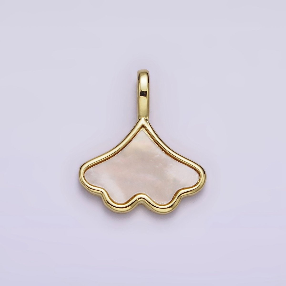 24K Gold plated White Shell Pearl Clam Sea Shell Charm | AC1425 - DLUXCA