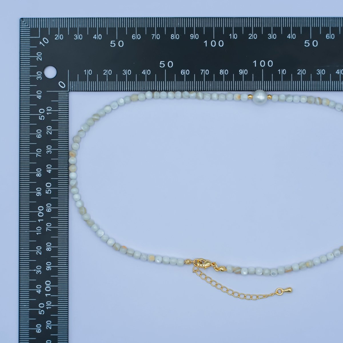 24K Gold plated White Shell Pearl Gemstone 17 Inch Necklace | WA - 2969 