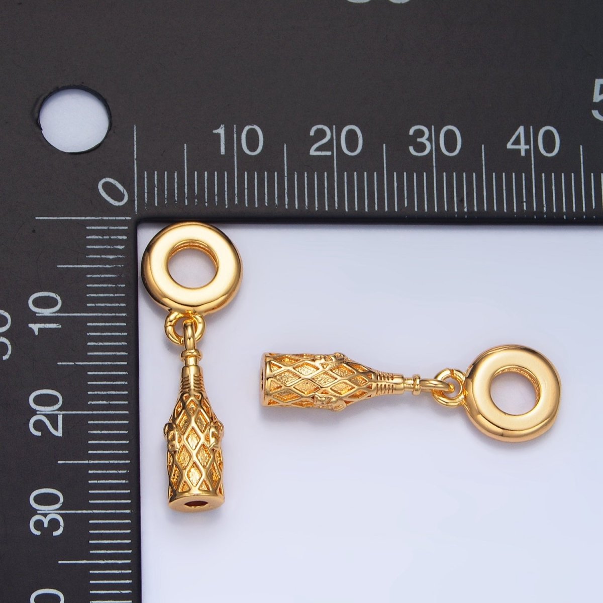 24K Gold plated Wine Alcohol Drink Bottle Drop Rhondelle Bail Pendant | X782 - DLUXCA