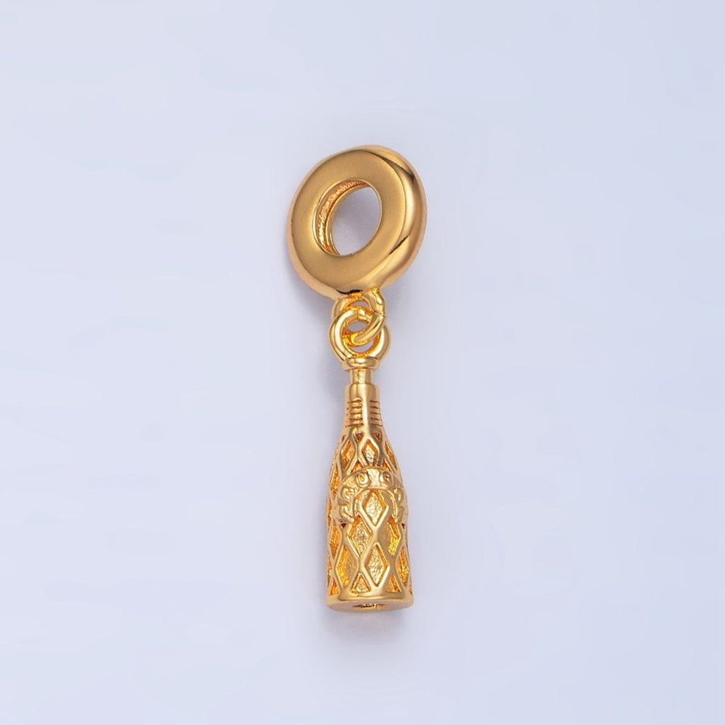 24K Gold plated Wine Alcohol Drink Bottle Drop Rhondelle Bail Pendant | X782 - DLUXCA