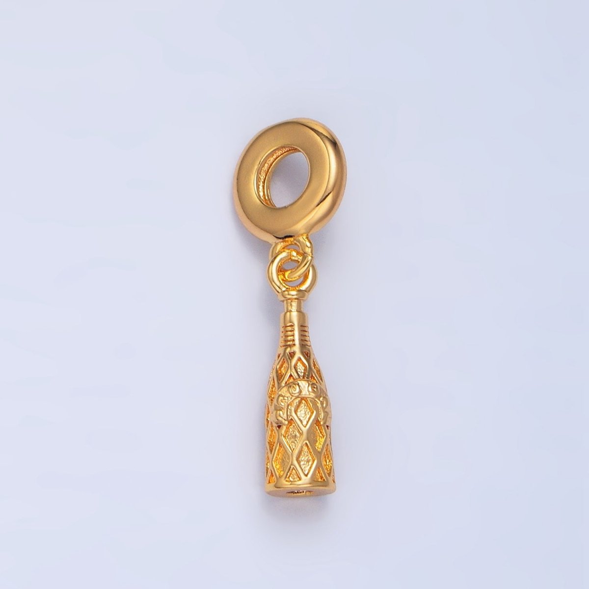 24K Gold plated Wine Alcohol Drink Bottle Drop Rhondelle Bail Pendant | X782 - DLUXCA