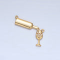24K Gold plated Wine Bottle Alcoholic Drink Micro Paved CZ Connector | F486 - DLUXCA