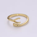 24k Gold plated Wishbone Ring, Good Luck Ring, Lucky Birthday Girlfriend Gift, Mothers Day Gift, Dainty Gold open adjustable ring Jewelry - DLUXCA