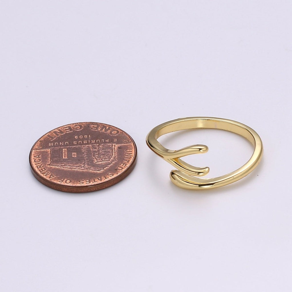 24k Gold plated Wishbone Ring, Good Luck Ring, Lucky Birthday Girlfriend Gift, Mothers Day Gift, Dainty Gold open adjustable ring Jewelry - DLUXCA
