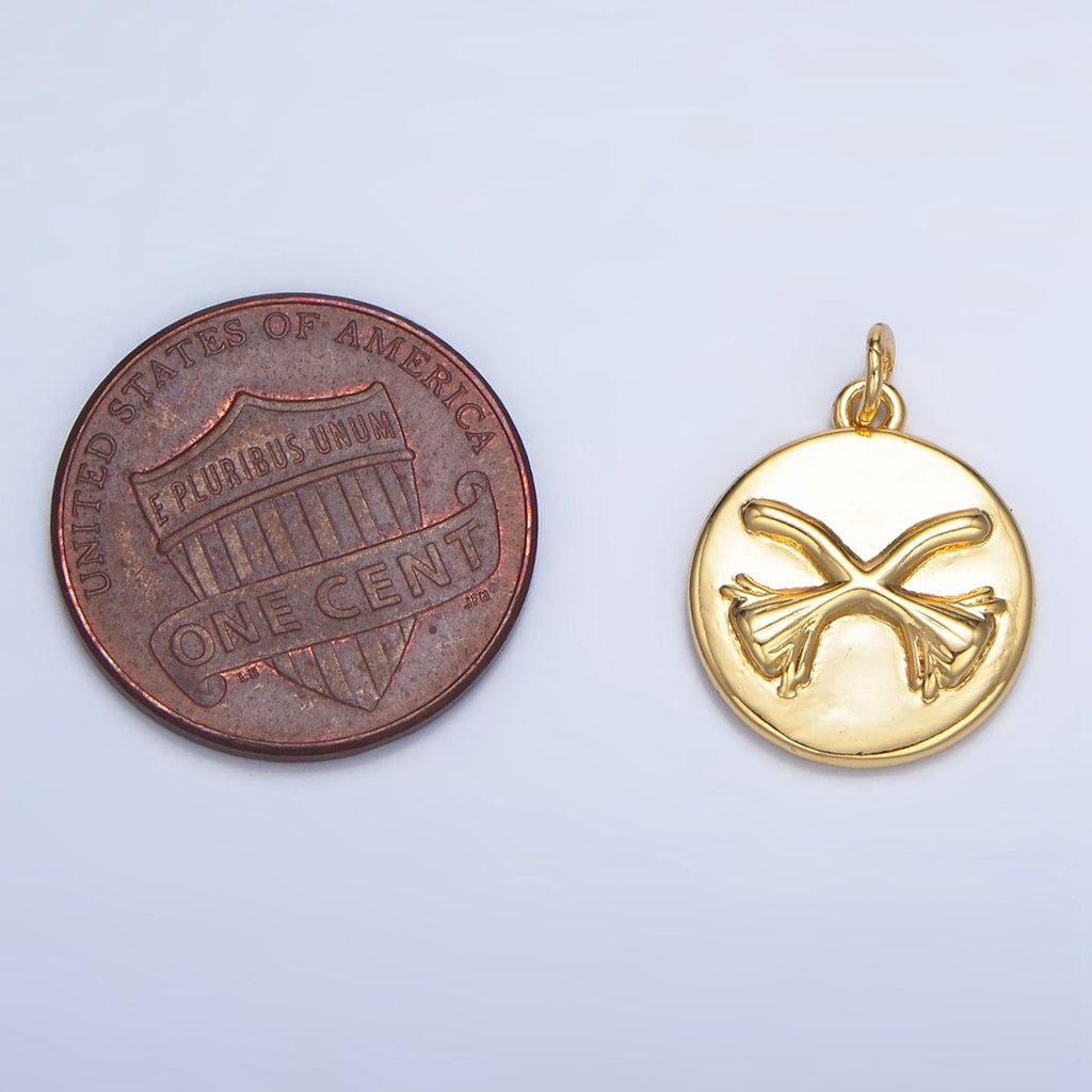 24K Gold plated Witch Broom Round Charm in Gold & Silver | W011