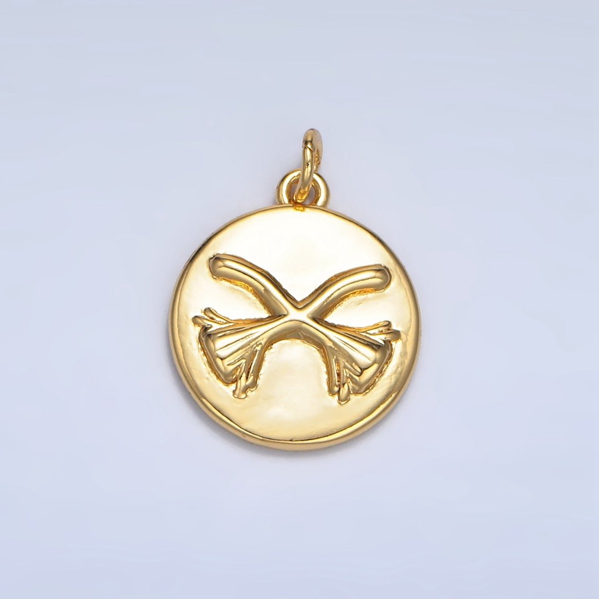 24K Gold plated Witch Broom Round Charm in Gold & Silver | W011