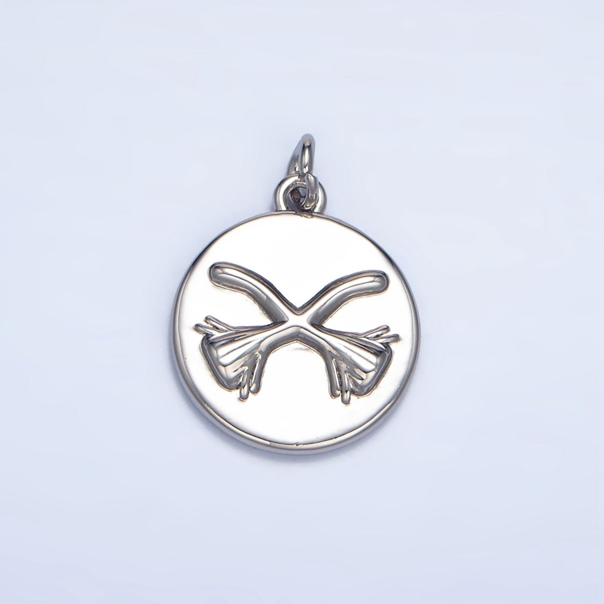 24K Gold plated Witch Broom Round Charm in Gold & Silver | W011