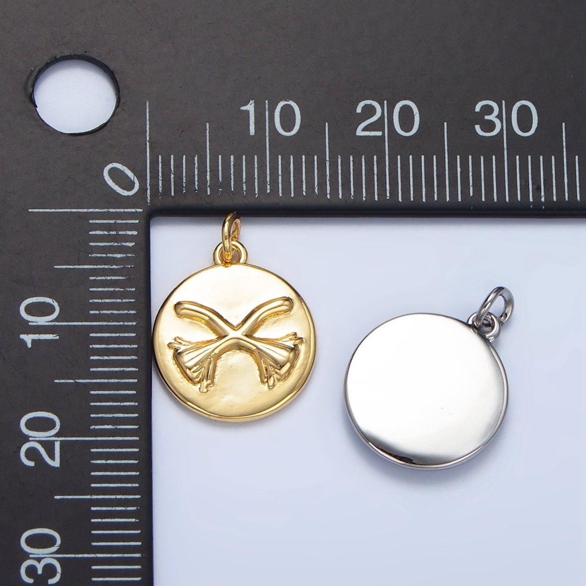 24K Gold plated Witch Broom Round Charm in Gold & Silver | W011