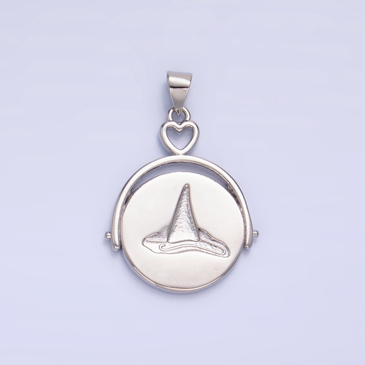 24K Gold plated Witch Hat Broom Double Sided Pendant in Gold & Silver | AA999 - DLUXCA