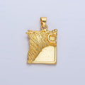 24K Gold plated Wolf Charms Square Tag Medallion Pendant in Gold Silver | I633