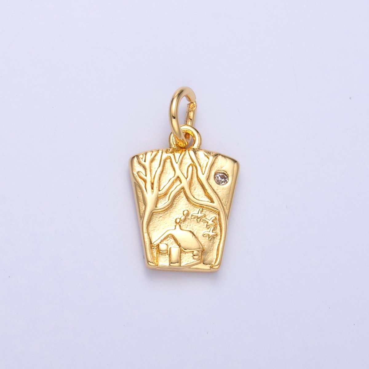 24K Gold plated Wooden Cabin House in Forest Charm in Gold & Silver | N009 