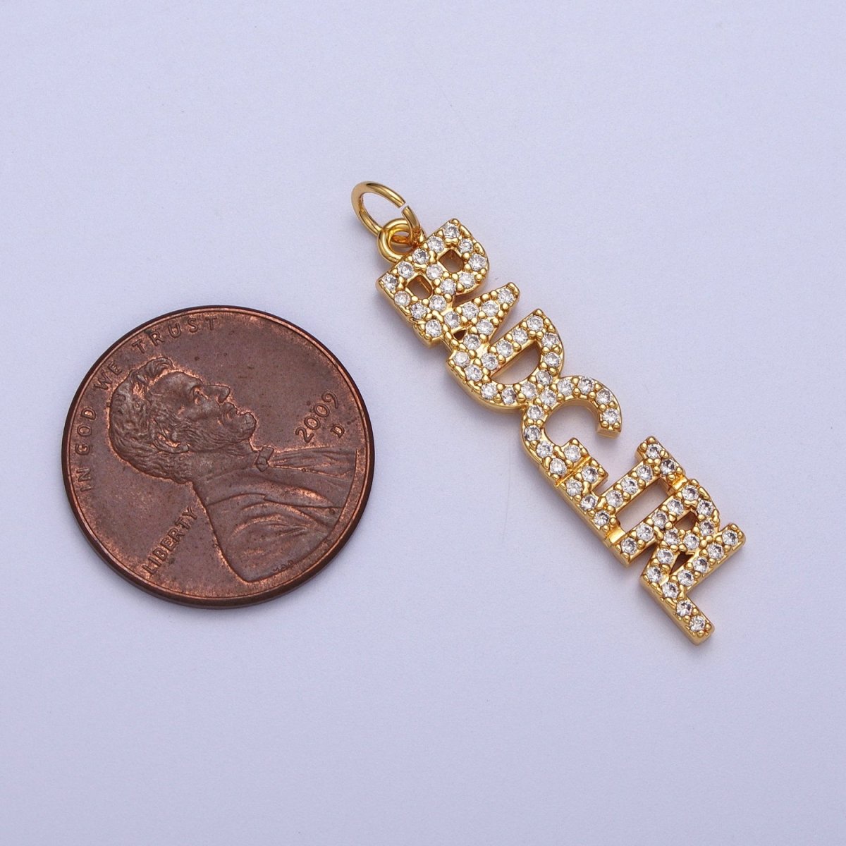 24K Gold plated Word Necklace, Micro Pave Bad Girl Pendant Add on Charm for Bracelet Necklace Earring Components AC551 AC552