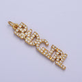 24K Gold plated Word Necklace, Micro Pave Bad Girl Pendant Add on Charm for Bracelet Necklace Earring Components AC551 AC552