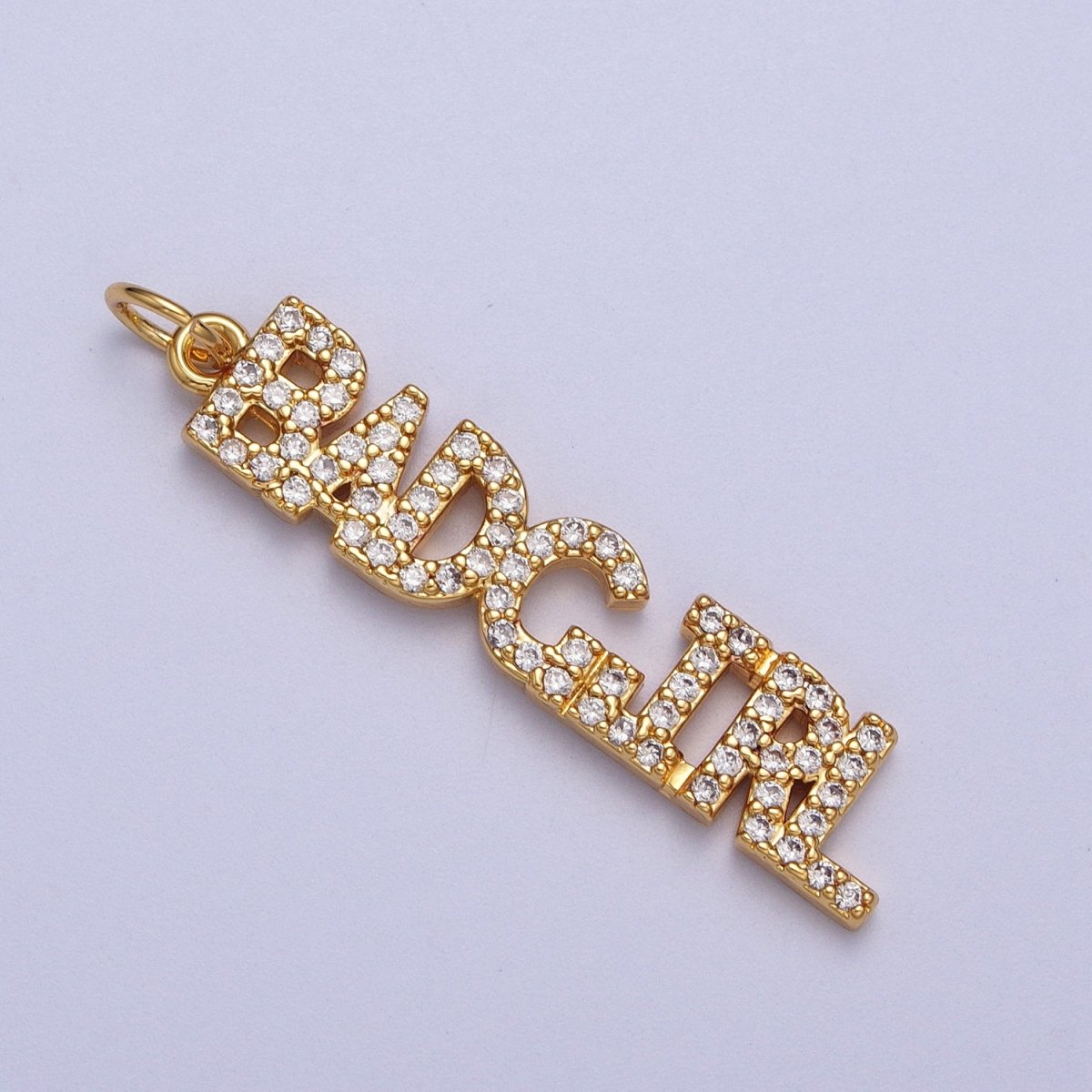 24K Gold plated Word Necklace, Micro Pave Bad Girl Pendant Add on Charm for Bracelet Necklace Earring Components AC551 AC552