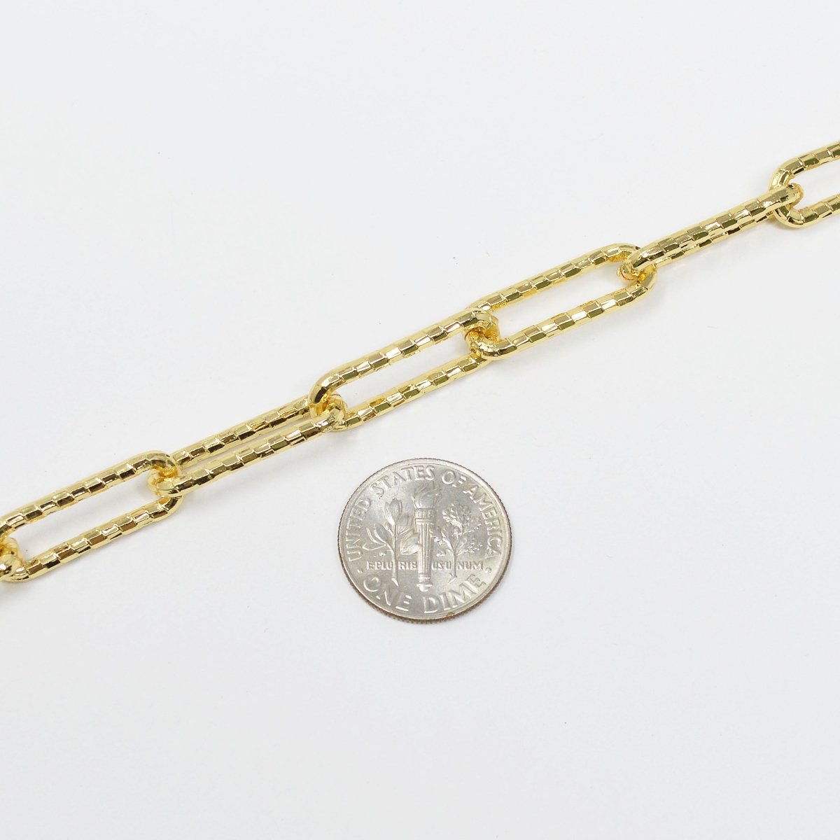 24K Gold plated Woven Embossed UNIQUE PAPERCLIP Chain by Yard, Chain For Jewelry Making, Necklace Bracelet Anklet Component Supply | ROLL-425 Clearance Pricing - DLUXCA