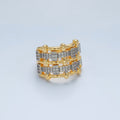 24K Gold plated Woven Micro Paved CZ Multiple Band Mixed Metal Ring | O1406 - DLUXCA