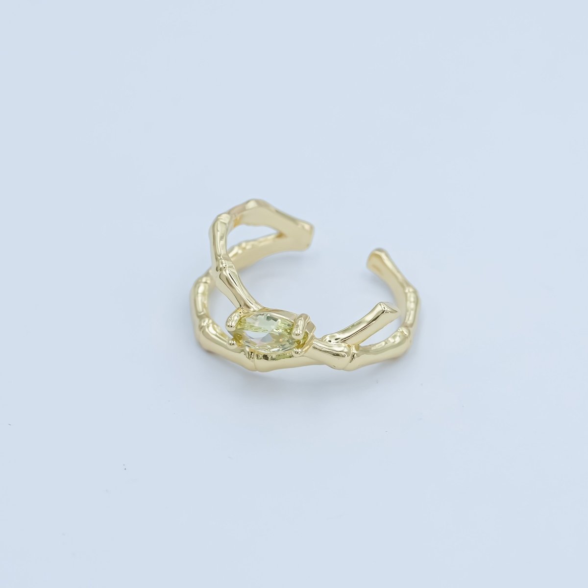 24K Gold plated Yellow CZ Molten Double Band Ring | O853 