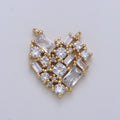 24K Gold Heart Connector - Baguette Link Connector- Cubic Love Charm Connector- for Necklace Bracelet Component F592 F593