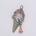 24K Gold Micro Pave CZ Ice Cream Pendant Charm, Dangling Pear cut CZ Pendant Charm, Cubic Cone Charm, For DIY Jewelry Making,E-203