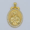 24k Gold Micro Pave Lady Guadalupe Charm, Cubic Zirconia Virgin Mary Pendant Medallion For Religious DIY Jewelry I-074 - DLUXCA